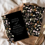 Boho Wildflower Black Garden Wedding Invitation<br><div class="desc">Immerse your guests in the romance of nature with our Boho Wildflower Garden Wedding Invitation. Inspired by the beauty of untamed blooms, this invitation captures the essence of a free-spirited celebration. The enchanting design features delicate wildflowers dancing amidst lush greenery, setting the perfect tone for your garden wedding. The boho-chic...</div>