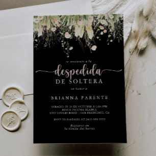 Boho Wildflower Black Spanish Bridal Shower Invitation