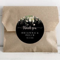 Boho Wildflower Black Thank You Wedding Favour