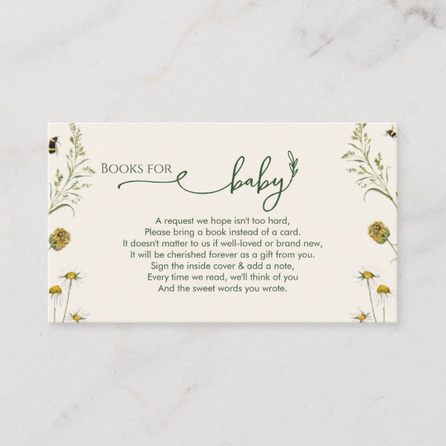 Boho Wildflower Books for Baby Enclosure Card  (Front)