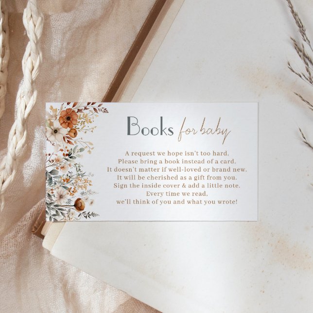 Boho Wildflower Books for Baby Shower Ticket Enclosure Card (Creator Uploaded)