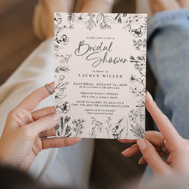 Boho Wildflower Botanical Floral Bridal Shower Invitation (Join us for a rustic bridal shower!
)