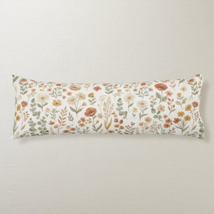 Boho Wildflower Botanical Floral Cottagecore Body Cushion