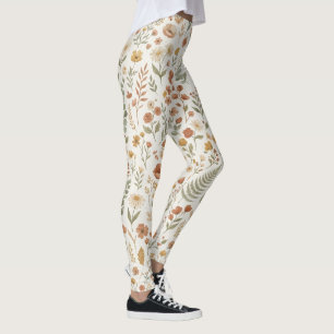 Boho Wildflower Botanical Floral Mom Aesthetic  Leggings