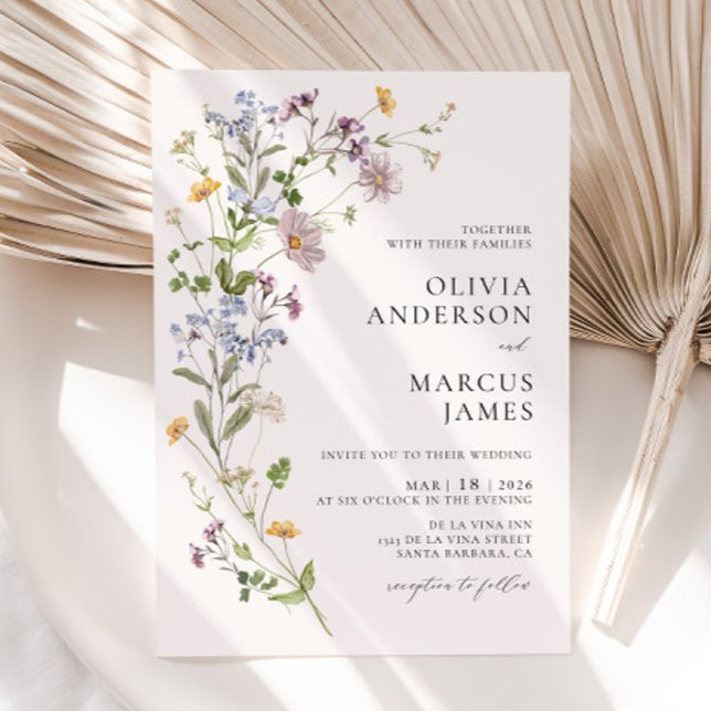Boho Wildflower Botanical Wedding Invitation (Invitation Front)