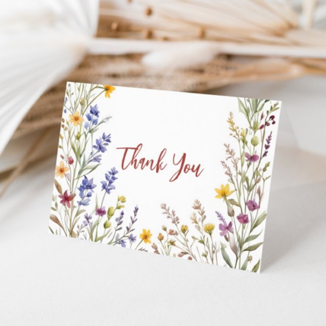 Boho Wildflower Bridal Baby Shower Thank You Card (Creator Uploaded)