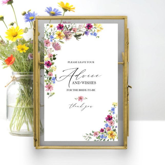 Boho Wildflower Bridal Shower Advice Card Sign (Creator Uploaded)