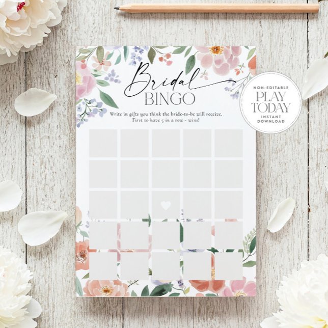 Boho Wildflower Bridal Shower Bingo Game Invitation (Creator Uploaded)