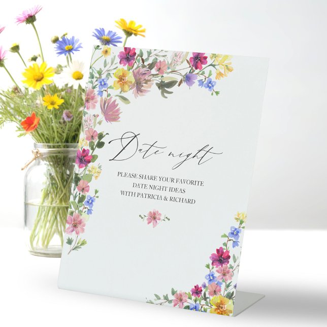 Boho Wildflower Bridal Shower Date Night Jar Sign (Creator Uploaded)