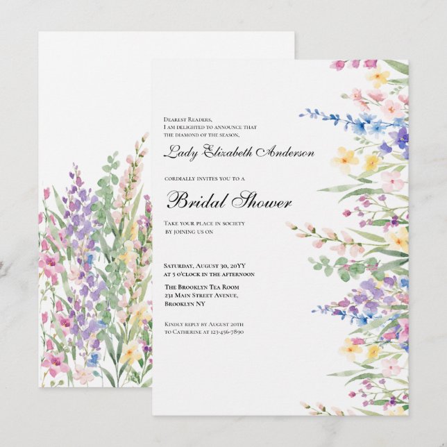 Boho Wildflower Bridal Shower  Invitation (Front/Back)