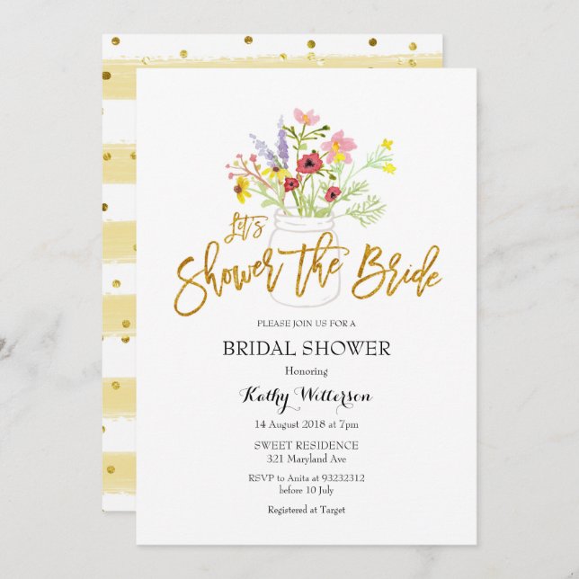 Boho Wildflower Bridal Shower Invitation (Front/Back)