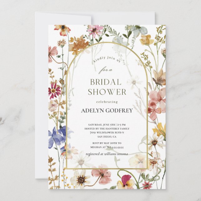 Boho Wildflower Bridal Shower Invitation (Front)