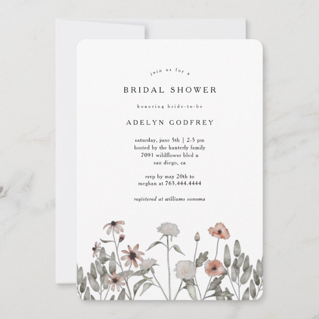 Boho Wildflower Bridal Shower Invitation (Front)