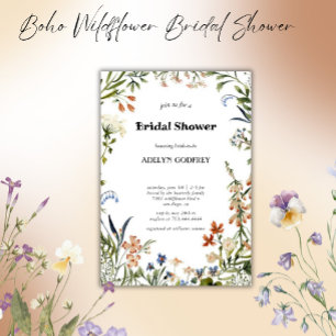 Boho Wildflower Bridal Shower minimal Invitation
