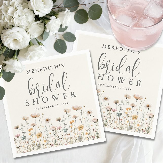 Boho Wildflower Bridal Shower Napkin (Boho Wildflower Bridal Shower Napkins)
