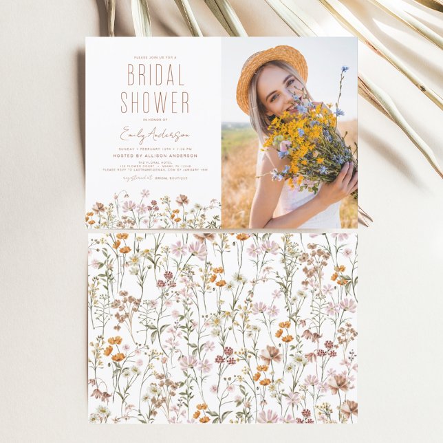 Boho Wildflower Bridal Shower Photo Invitation (Creator Uploaded)