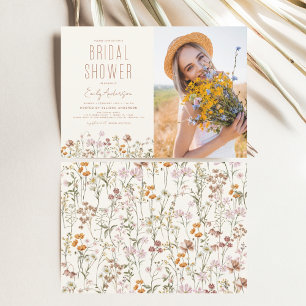 Boho Wildflower Bridal Shower Photo Invitation