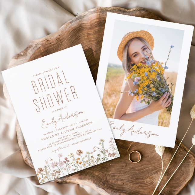 Boho Wildflower Bridal Shower Photo Invitation Flyer (Creator Uploaded)