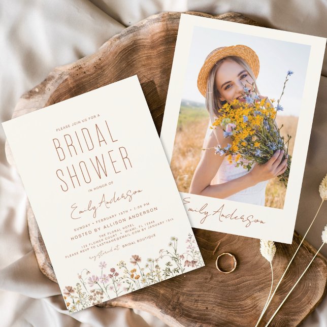 Boho Wildflower Bridal Shower Photo Invitation Flyer (Creator Uploaded)