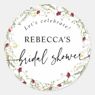Boho Wildflower Bridal Shower Round Envelope Seal