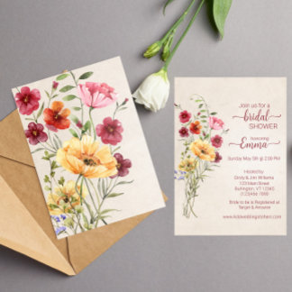 Boho wildflower Bridal Shower  Save The Date