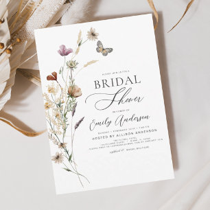 Boho Wildflower Bridal Shower Script Invitation