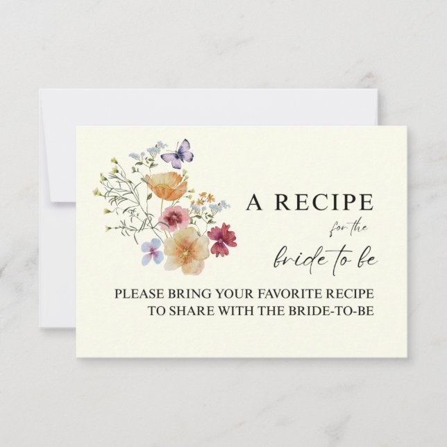 Boho Wildflower "Bride to Be" Recipe Request Card (Front)
