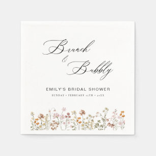Boho Wildflower Brunch & Bubbly Bridal Shower Napkin