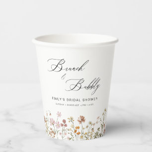 Boho Wildflower Brunch & Bubbly Bridal Shower Paper Cups