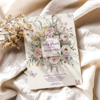 Boho Wildflower Butterflies Baby Shower