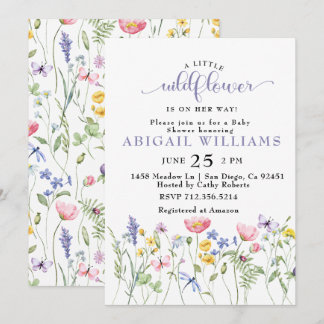 Boho Wildflower butterfly Baby Shower Invitation