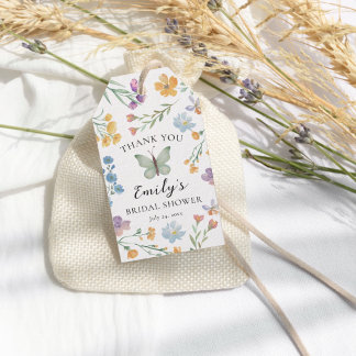 Boho Wildflower & Butterfly Bridal Shower Gift Tags