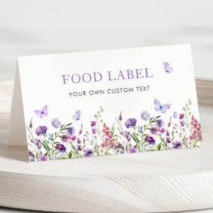 Boho Wildflower Butterfly Food Label Table Number
