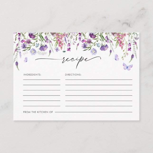 Boho Wildflower Butterfly Recipe Card (Front)