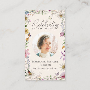 Boho Wildflower Celebration of Life Prayer Card