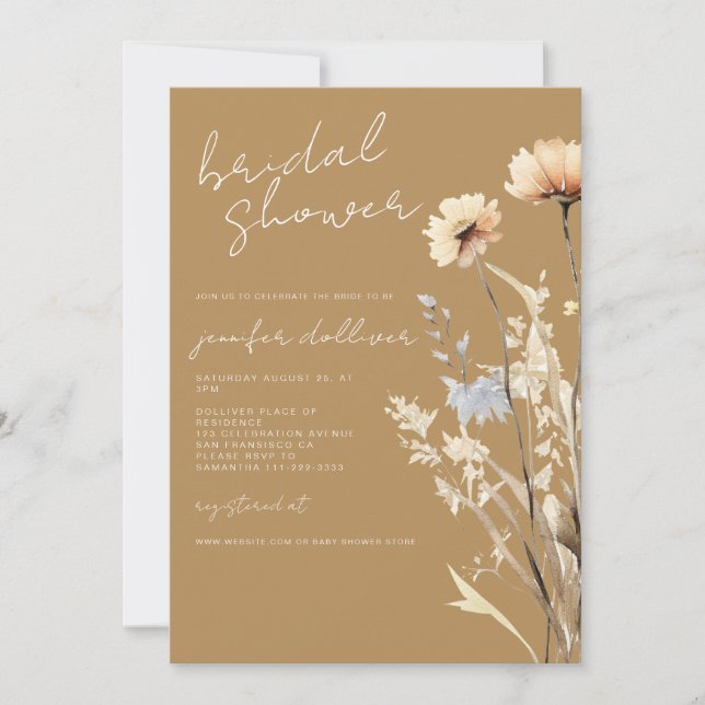 Boho Wildflower Chic Bridal Shower Invitation (Front)