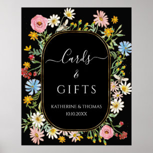 Boho Wildflower Chic Floral Wreath Cards n Gifts Poster