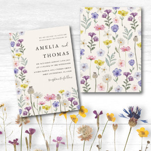 Boho Wildflower Colourful Floral Wedding Invitation