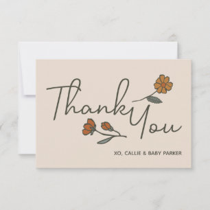 Boho Wildflower Custom Flat Thank You Card