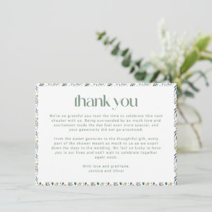 Boho Wildflower Custom Message Bridal Shower  Thank You Card