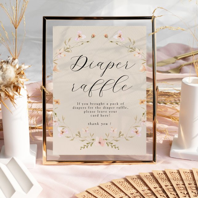 Boho Wildflower Diaper Raffle Baby Shower Poster (Creator Uploaded)