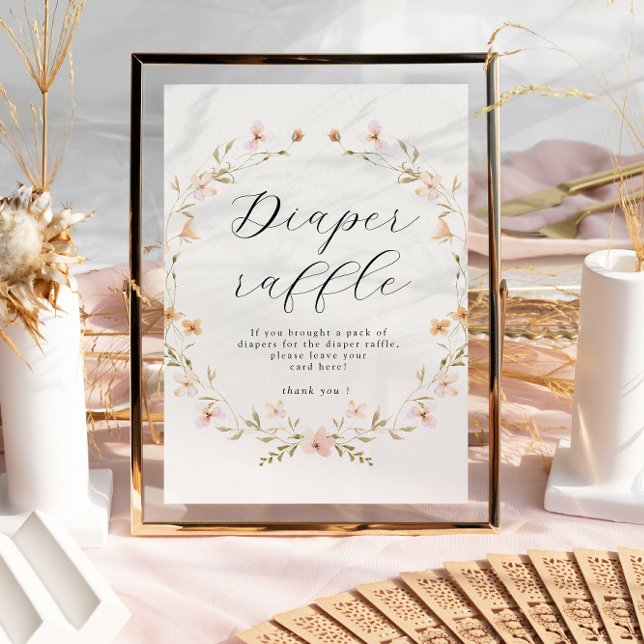 Boho Wildflower Diaper Raffle Baby Shower Poster (Creator Uploaded)