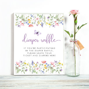 Boho Wildflower Diaper Raffle Drop Off Baby Shower Poster