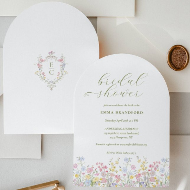 Boho Wildflower Elegant Bridal Shower  Invitation (Creator Uploaded)