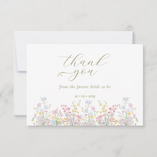 Boho Wildflower Elegant Bridal Shower Thank You Card
