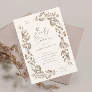 Boho Wildflower Elegant Floral Baby Shower Invitation