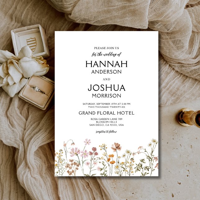 Boho Wildflower Elegant Garden Wedding Invitation (Creator Uploaded)