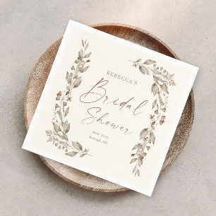 Boho Wildflower Elegant Wedding Bridal Shower Napkin