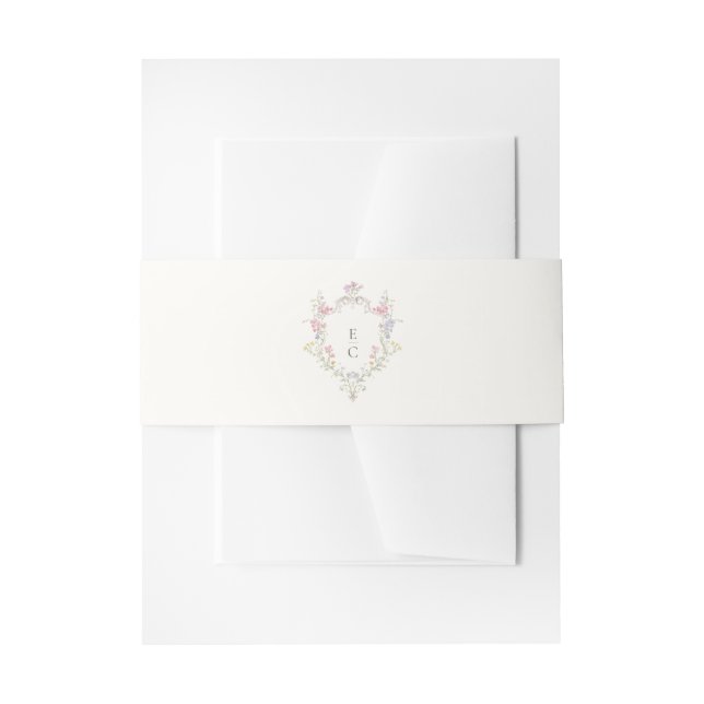 Boho Wildflower Elegant Wedding Invitation Belly Band (Front Example)