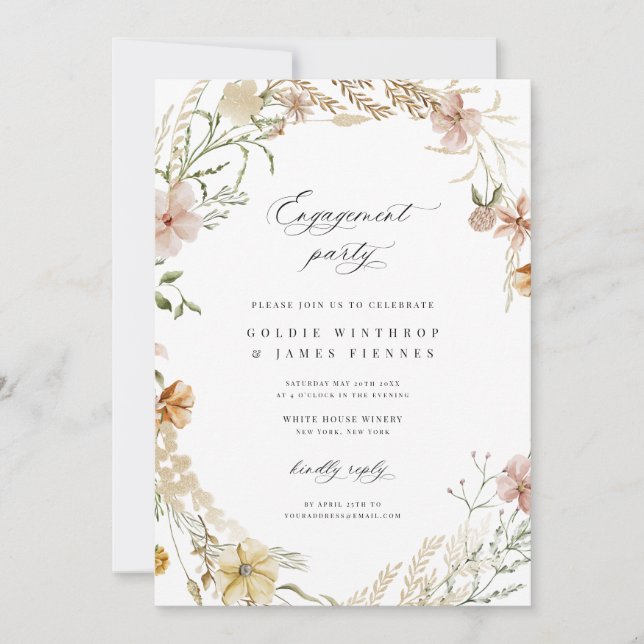 Boho Wildflower Engagement Party Invitation (Front)